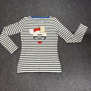 New Boden Mother Christmas Striped‎ Long Sleeve Shirt Top Size 4